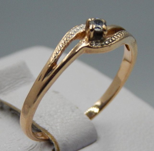 Кольцо из красного золота с цирконием (32987007) 2