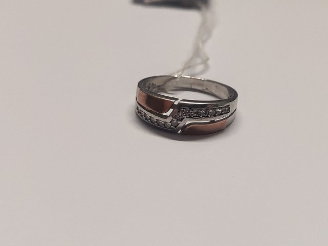 Серебряное кольцо с позолотой и цирконием (30289437) 3