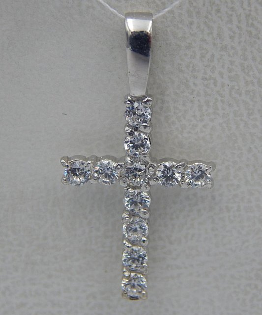 Срібний підвіс-хрест із цирконієм (32000001) 0