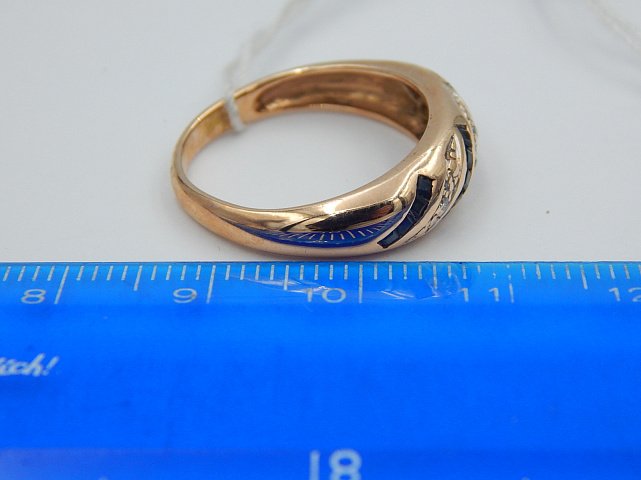 Кольцо из красного золота с сапфиром и бриллиантом (-ми)  (30762810) 5