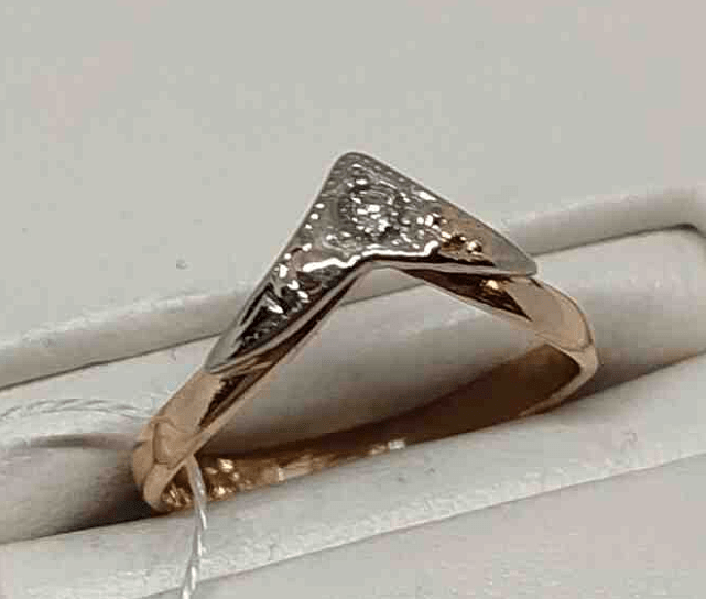 Кольцо из красного и белого золота с бриллиантом (-ми) (29962588)  0