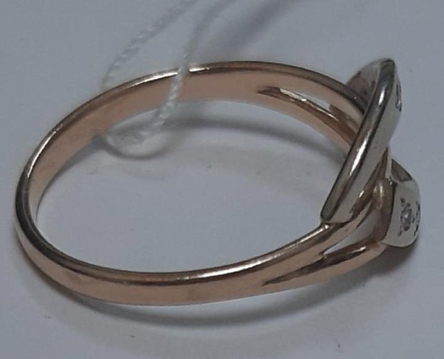 Кольцо из красного и белого золота с цирконием (30220578) 5