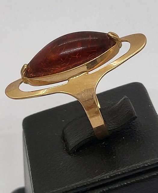 Кольцо из красного золота с янтарем (33904490)  2