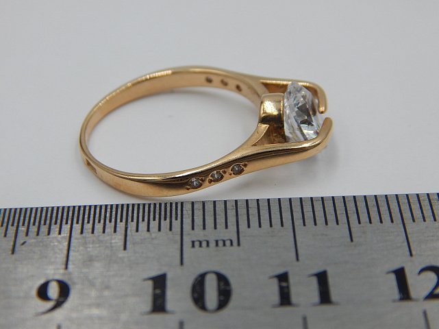 Кольцо из красного золота с цирконием (29219140) 6