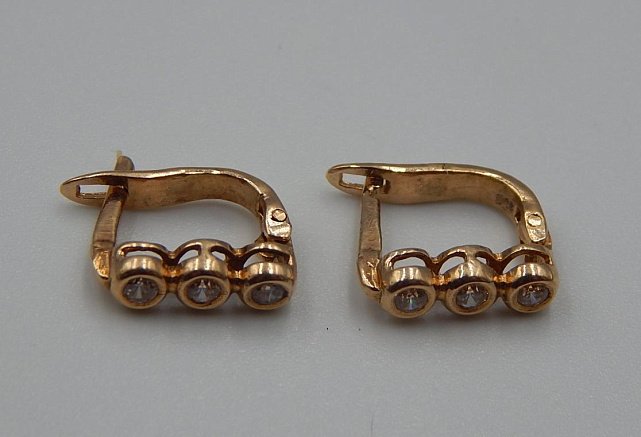 Сережки з червоного золота з цирконієм (32050885) 2