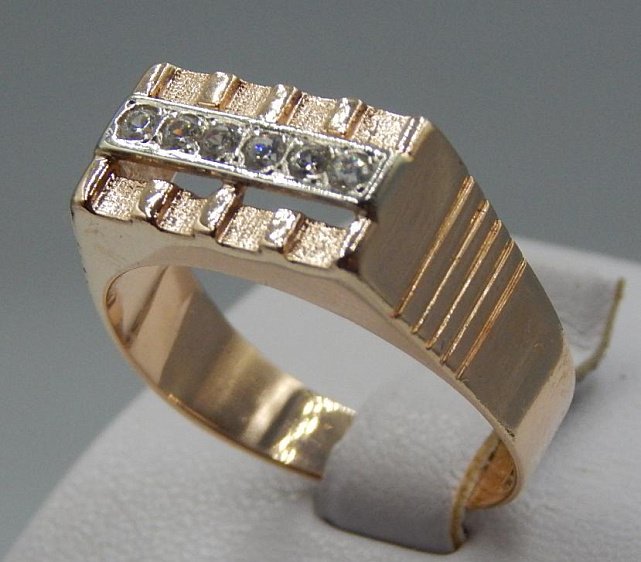 Перстень из желтого и белого золота с цирконием (31761473)  1