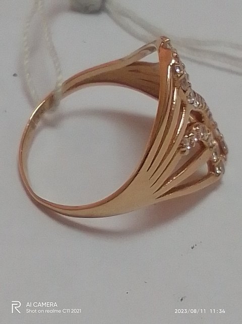Кольцо из красного золота с цирконием (31433609)  2