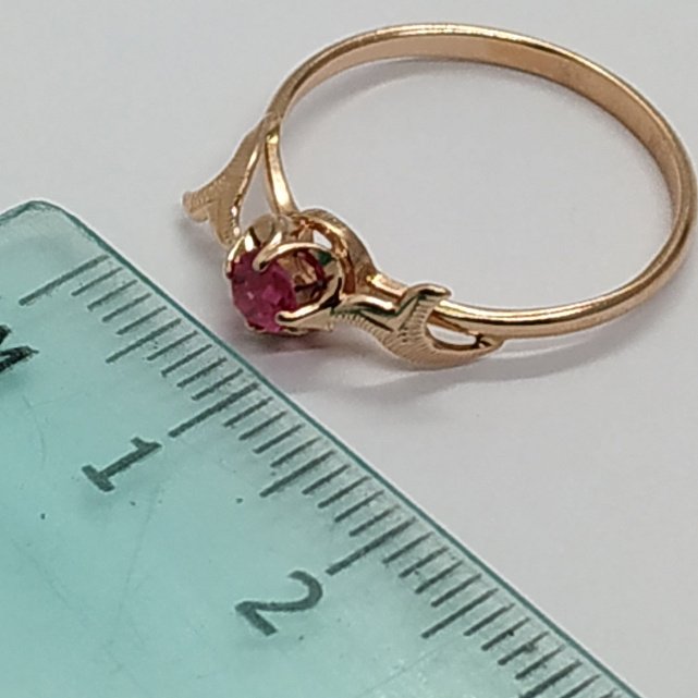 Кольцо из красного золота с корундом (30503516) 7