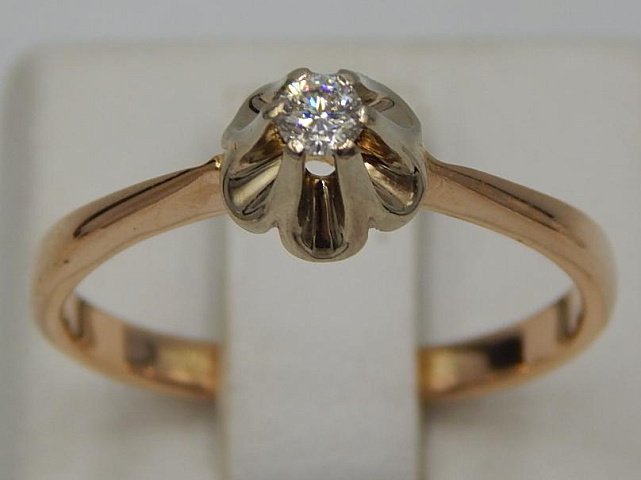 Кольцо из красного и белого золота с бриллиантом (-ми) (30964427) 0