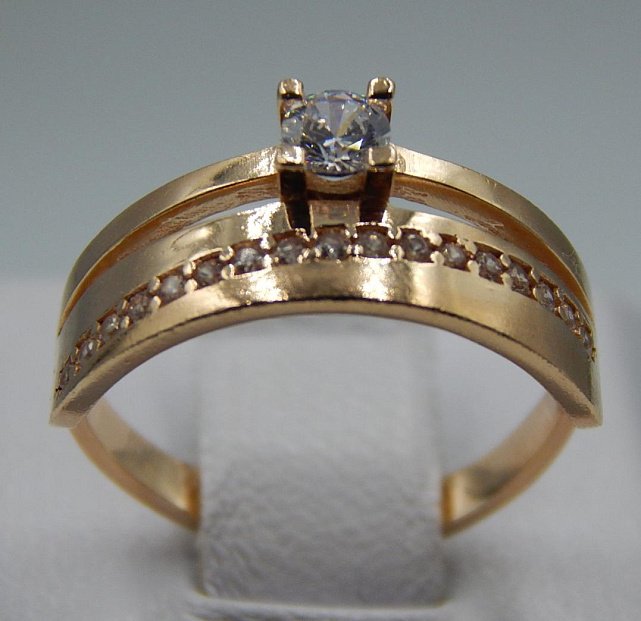 Кольцо из красного золота с цирконием (32553269) 0