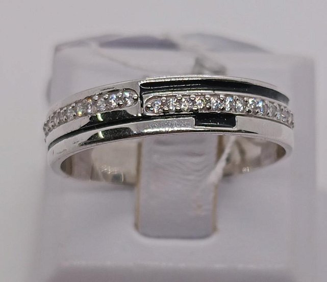 Серебряное кольцо с цирконием и эмалью (33769555) 0