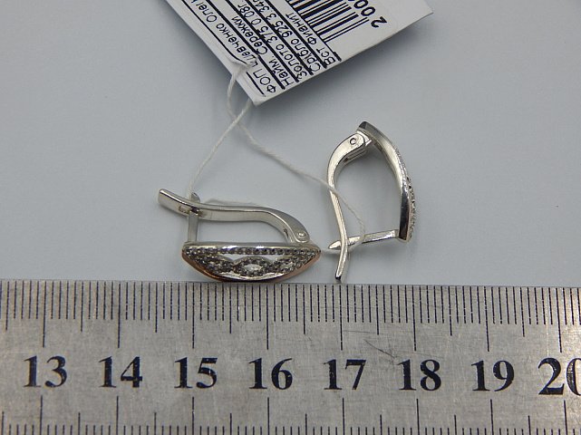 Серебряные серьги с позолотой и цирконием (32212715) 4