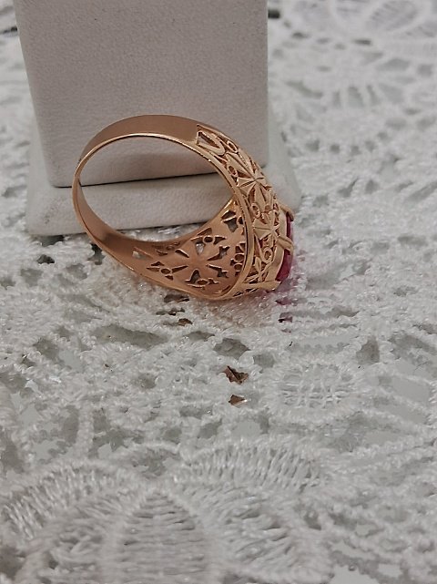 Кольцо из красного золота с корундом (33024933) 2