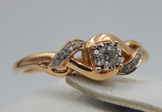 Кольцо из красного и белого золота с бриллиантом (-ми) (29990984) 4