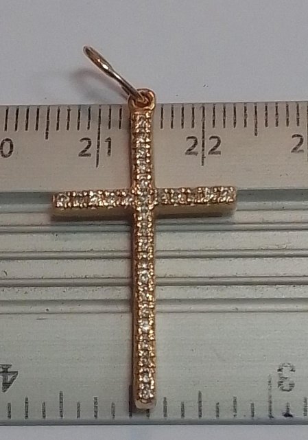 Підвіс-хрест з червоного золота з цирконієм (32171589) 2