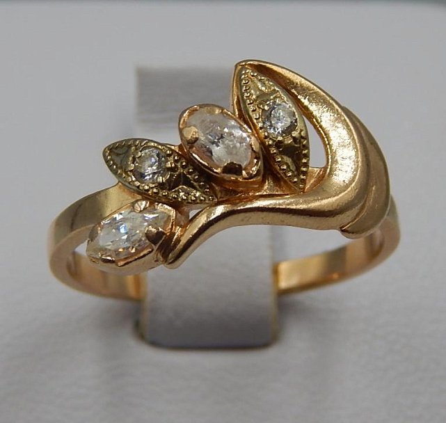 Кольцо из красного и белого золота с цирконием (31044069)  0