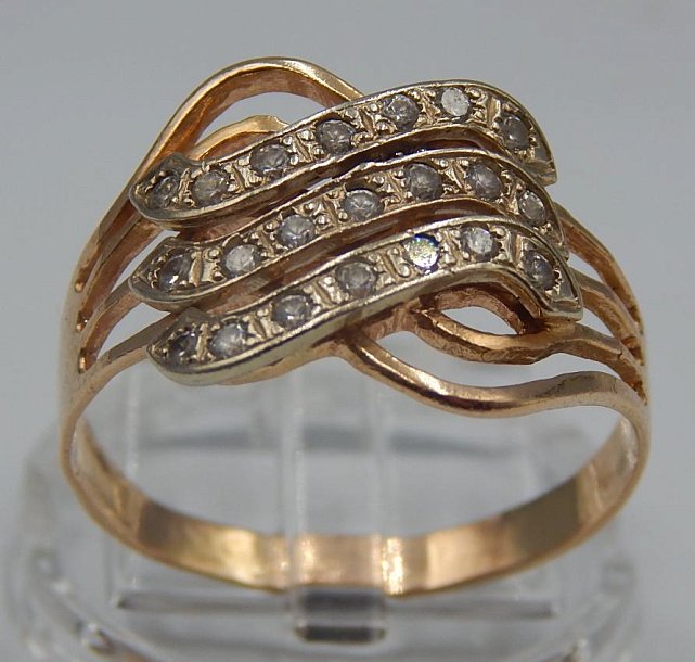 Кольцо из красного и белого золота с цирконием (33752779) 0
