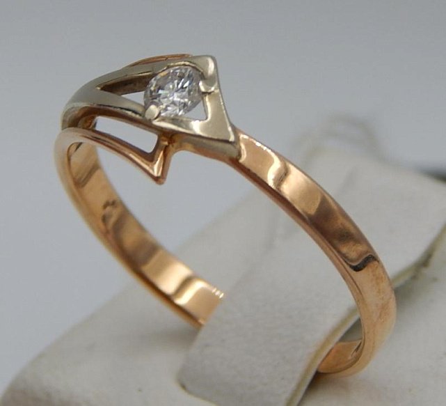 Кольцо из красного и белого золота с бриллиантом (-ми) (30702911) 1