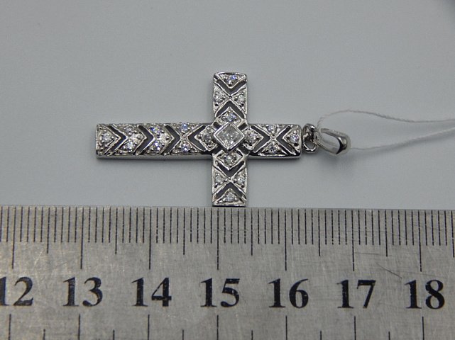Срібний підвіс-хрест із цирконієм (32924788) 3