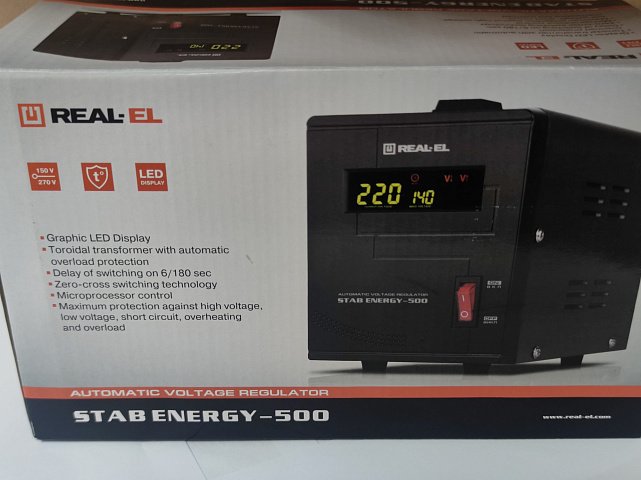 Стабилизатор напряжения Real-El Stab Energy-500 2