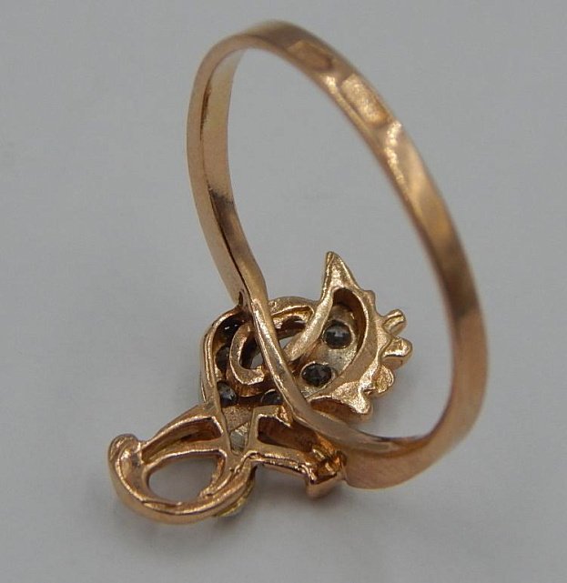 Кольцо из красного и белого золота с цирконием (33678767) 5