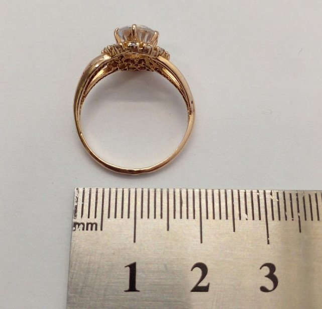 Кольцо из красного золота с цирконием (33767975) 3
