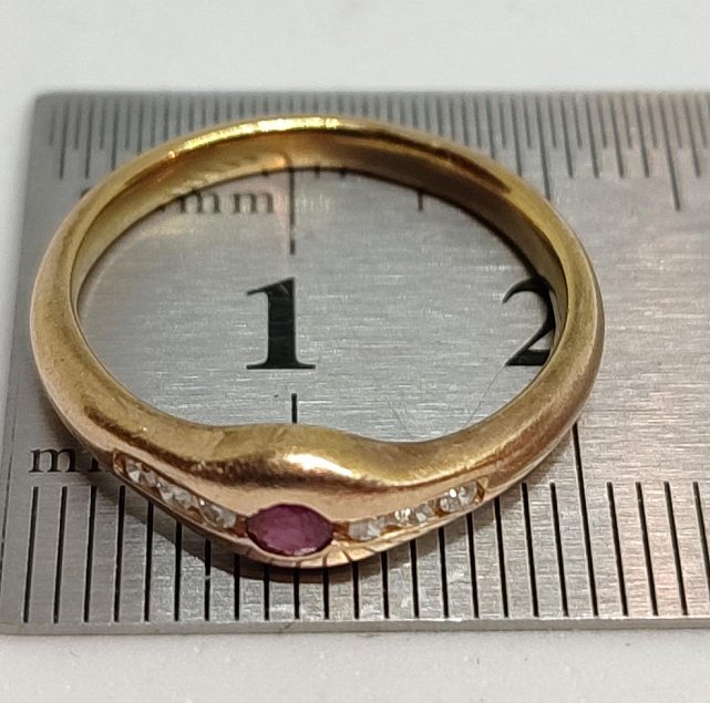 Кольцо из красного золота с сапфиром и бриллиантом (-ми) (30337068) 4