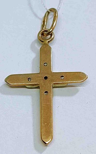 Підвіс-хрест із червоного та жовтого золота зі смарагдом і діамантом (-ми) (28324365) 1