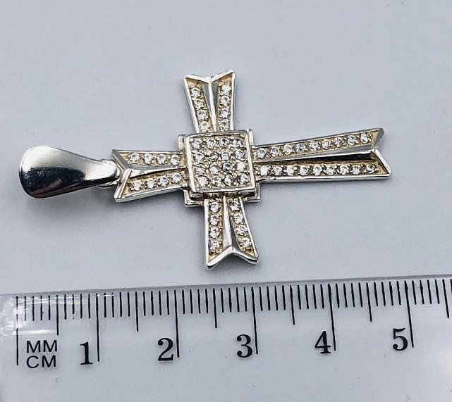 Срібний підвіс-хрест із цирконієм (33720498) 1