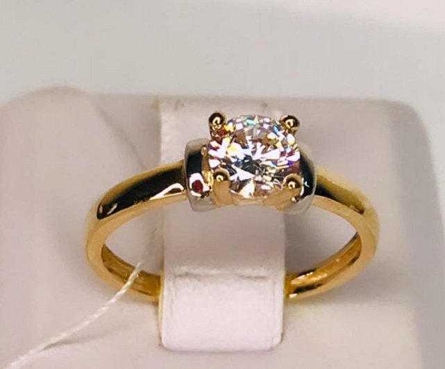 Кольцо из красного и белого золота с цирконием (31389420) 0