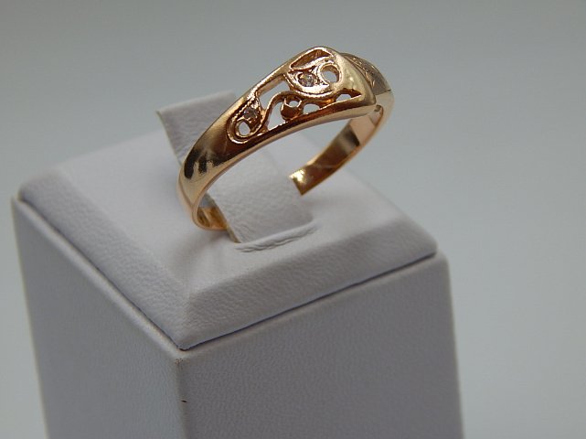 Кольцо из красного золота с цирконием (31589522) 3