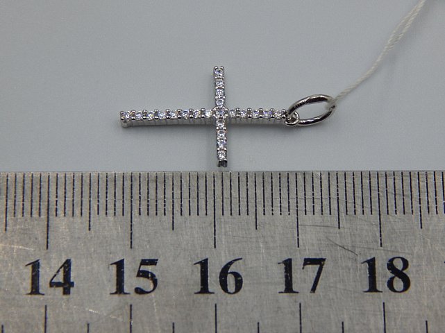 Срібний підвіс-хрест із цирконієм (32929571) 3