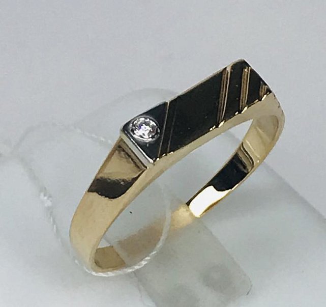 Перстень из красного и белого золота с цирконием (33584312) 1