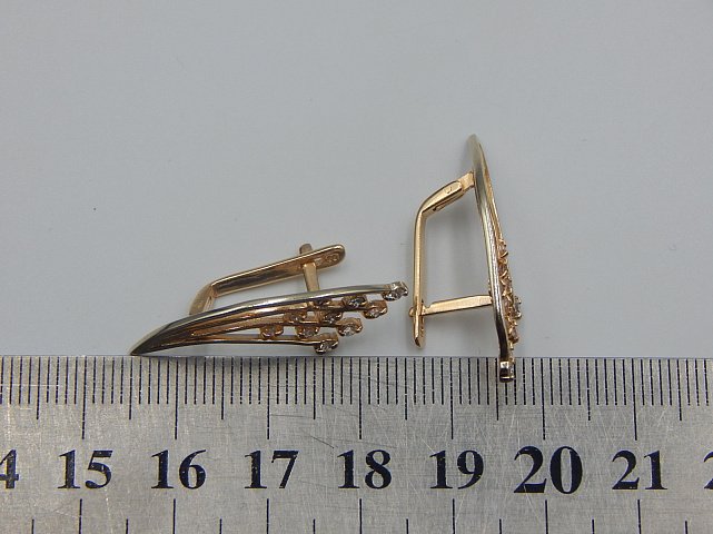 Сережки з червоного та білого золота з цирконієм (33764538) 5