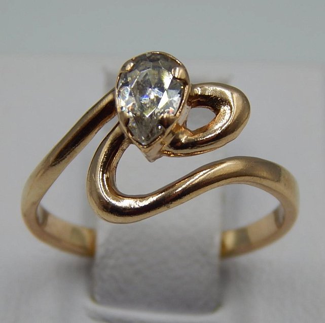 Кольцо из красного и желтого золота с цирконием (32794403) 0