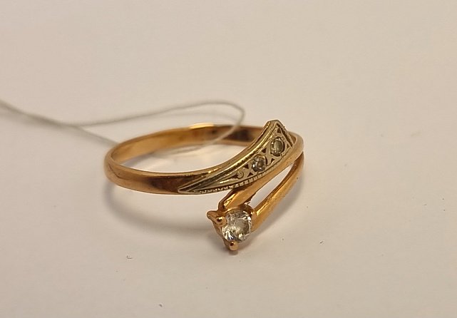 Кольцо из красного и белого золота с цирконием (33828004) 1