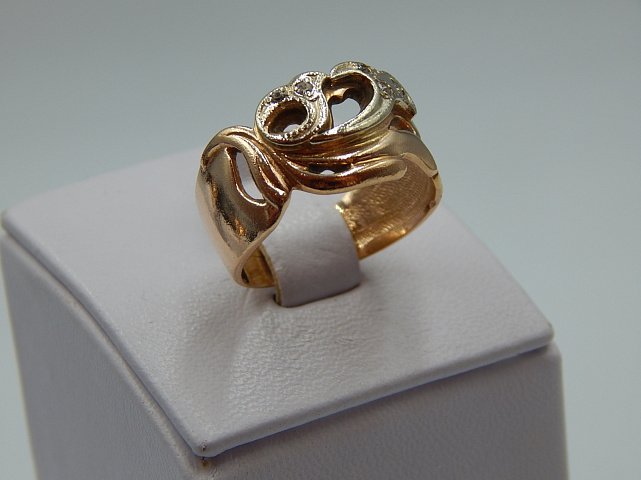Кольцо из красного и белого золота с цирконием (31583015) 3