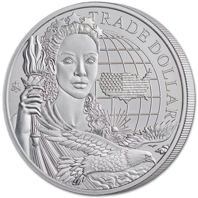 Срібна монета 1oz Сучасний Торговий Долар Америки 1 фунт стерлінгів 2023 Остров Святої Єлени (31765721) 6