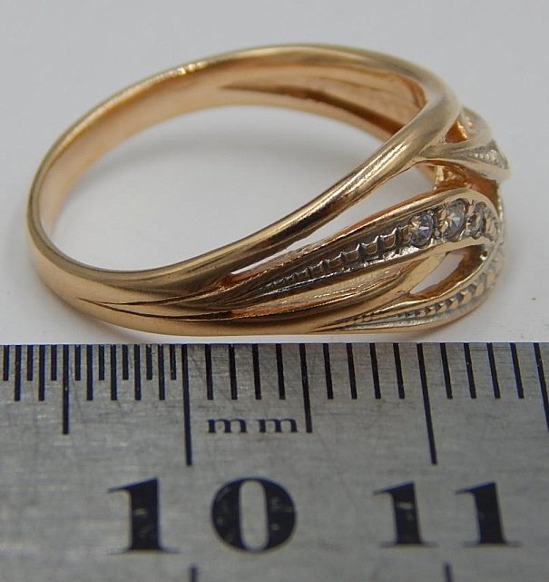 Кольцо из красного и белого золота с цирконием (29996857) 6