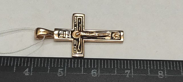 Подвес-крест из красного золота с эмалью (31565579) 1