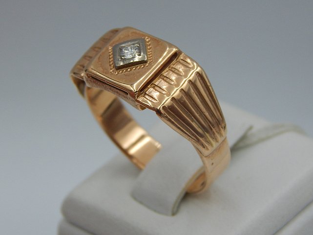 Перстень из красного и белого золота с бриллиантом (-ми) (31200475) 2