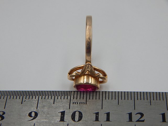 Кольцо из красного золота с корундом (29087930) 10