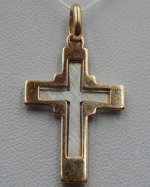Підвіс-хрест з червоного та білого золота (32556768) 0