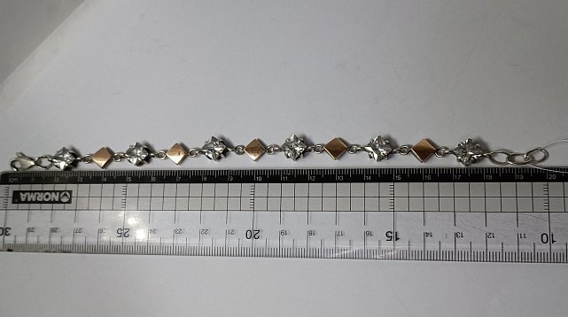 Срібний браслет із золотою вставкою та цирконієм (33902946) 3
