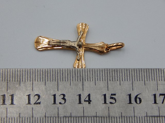 Підвіс-хрест із червоного та білого золота (32848282) 4