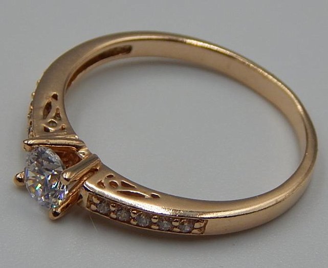Кольцо из красного золота с цирконием (32037317)  4