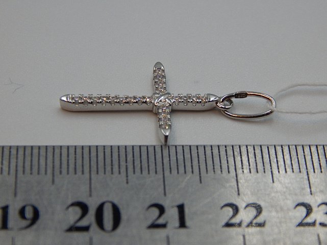 Срібний підвіс-хрест із цирконієм (30523385) 3