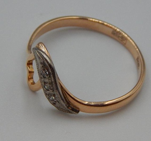 Кольцо из красного и белого золота с бриллиантом (-ми) (32199777) 4