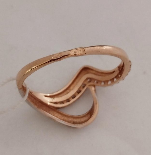 Кольцо из красного и белого золота с цирконием (31955360) 1