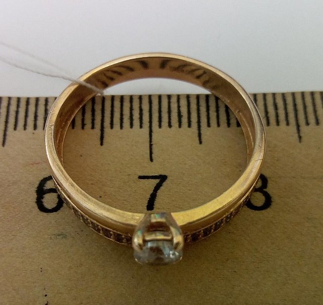 Кольцо из красного золота с цирконием (33209262) 3